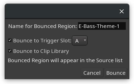 Bouncing a single region without processing