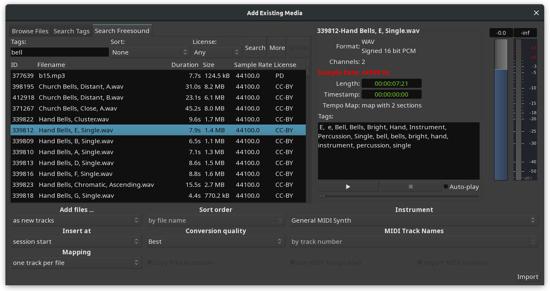 List of sound clips found on FreeSound.org