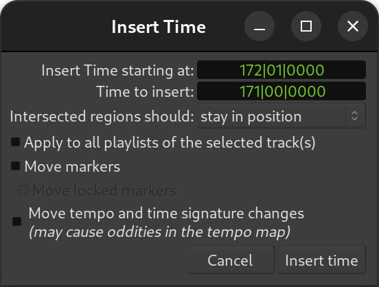 The Insert Time window