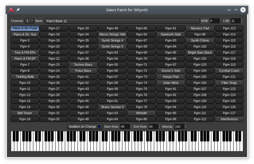 The Patch Selector window