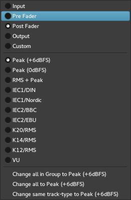 mixer strip meter context menu