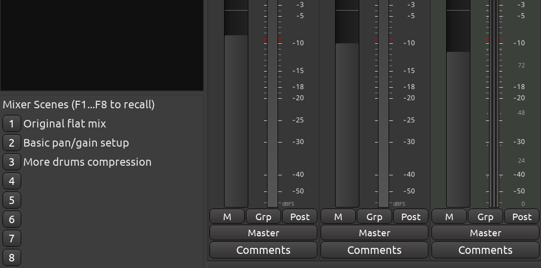 Mixer Scenes in the Mixer window