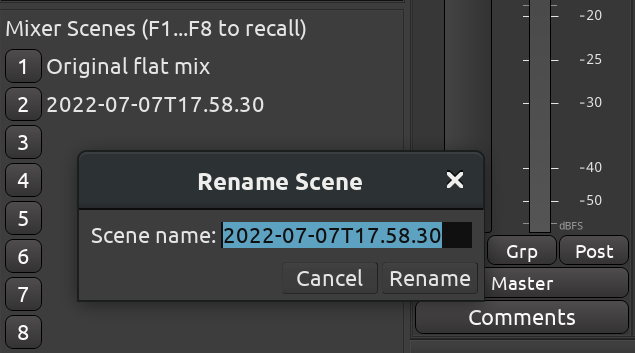 Rename a mixer scene
