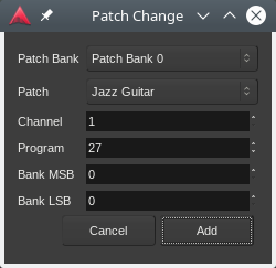Patch Change dialog