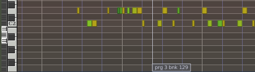 A patch change in a MIDI region