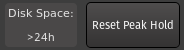 Disk space & Reset Peaks