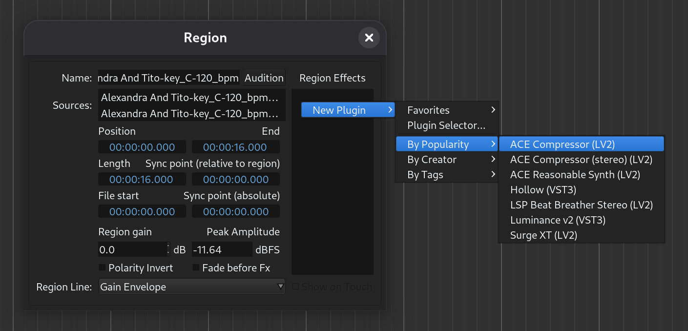 Adding region effects