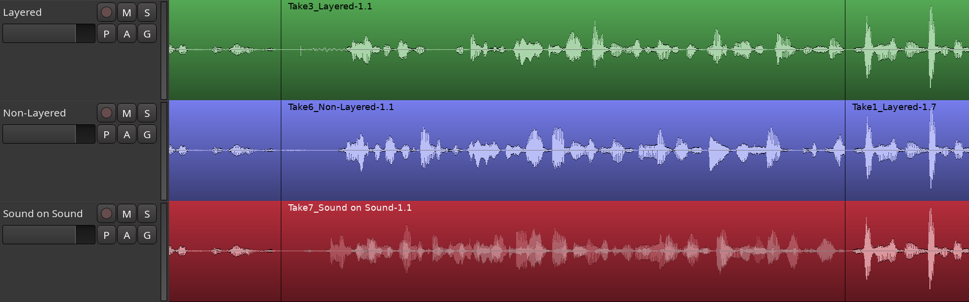 Layered, non-layered, and sound-on-sound modes